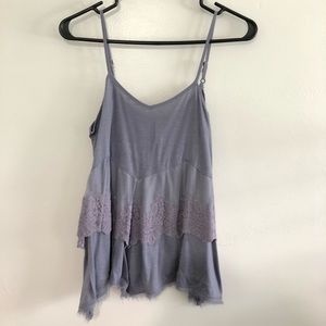 Layered Lace Cami Purplish-Blue